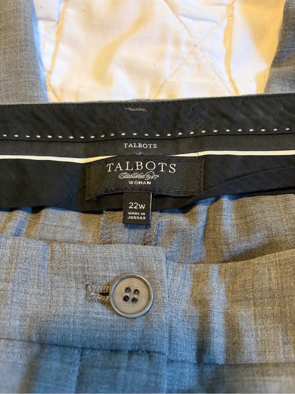 Talbots Gray Women's Dress Pants - 22W Classic Button Waist
